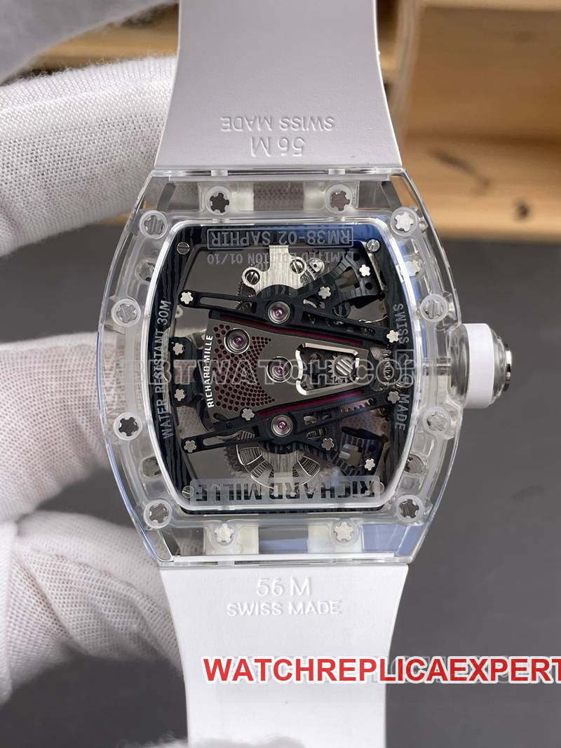 Richard Mille watch RM factory transparent crystal case tourbillon mechanical RM38-02caseback live photo