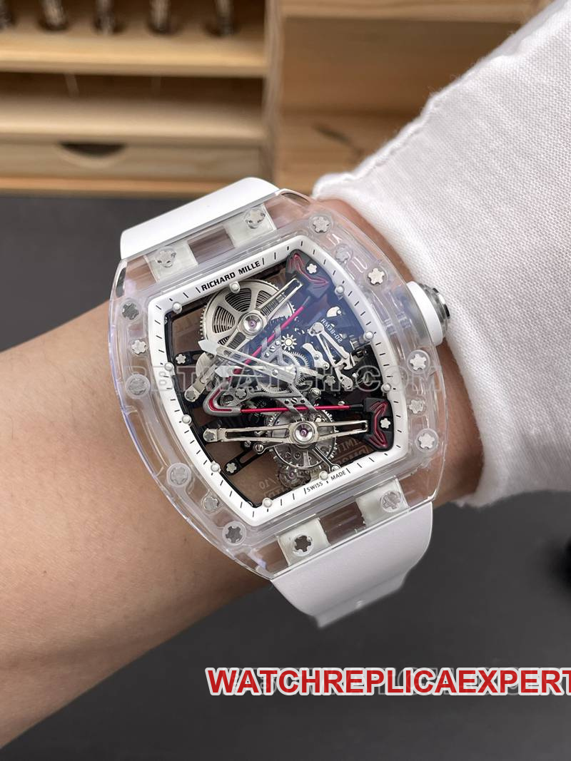 Richard Mille watch RM factory transparent crystal case tourbillon mechanical RM38-02front live photo