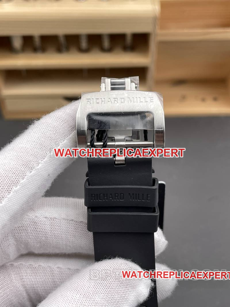 Richard Mille collectible watch carbon fiber case tourbillon mechanical rubber model RM35-03clasplive photos