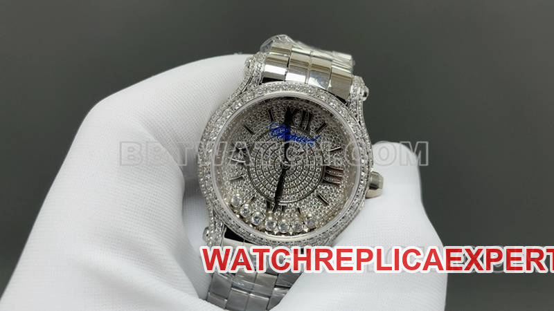 Chopard optimal collectible watches YF factory happy diamonds silver starry sky 2892 mechanical movement steel belt models front actual photo