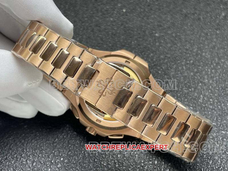 Patek Philippe Watch Sport Elegant Blue Plate Mechanical Rose Gold Steel Strap Model 5990 Strap Actual Pictures