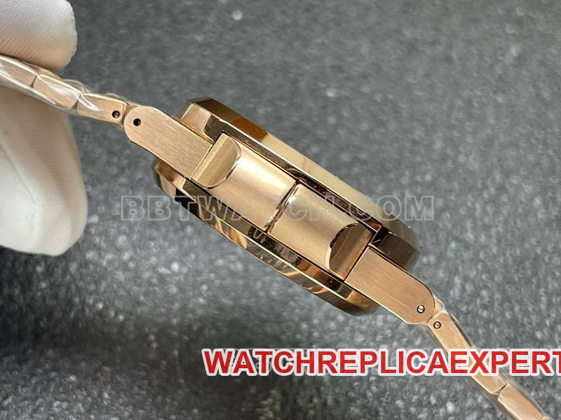 Patek Philippe Watch Sport Elegant Blue Plate Mechanical Rose Gold Steel Strap Model 5990 Side by Side Photos
