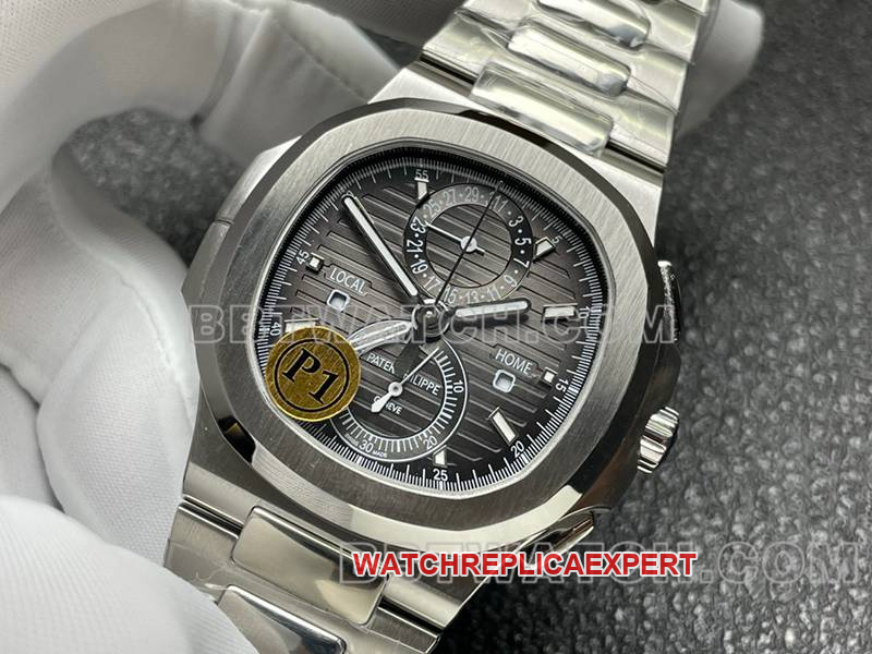 Patek Philippe collectible Watches Sport Elegant Gray Plate Mechanical Steel Strap Model 5990 Front Actual Picture