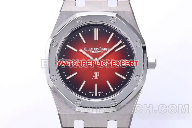 Audemars Piguet1:1replica watch ZF FactoryRoyal Oak smoked burgundy plate mechanical steel bracelet model 16202front live photo