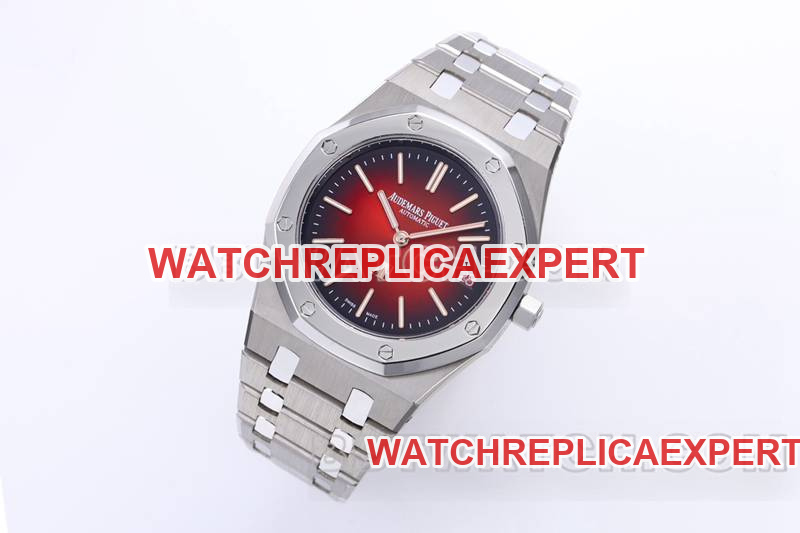 Audemars Piguet1:1replica watch ZF FactoryRoyal Oak smoked burgundy plate mechanical steel bracelet model 16202front live photo