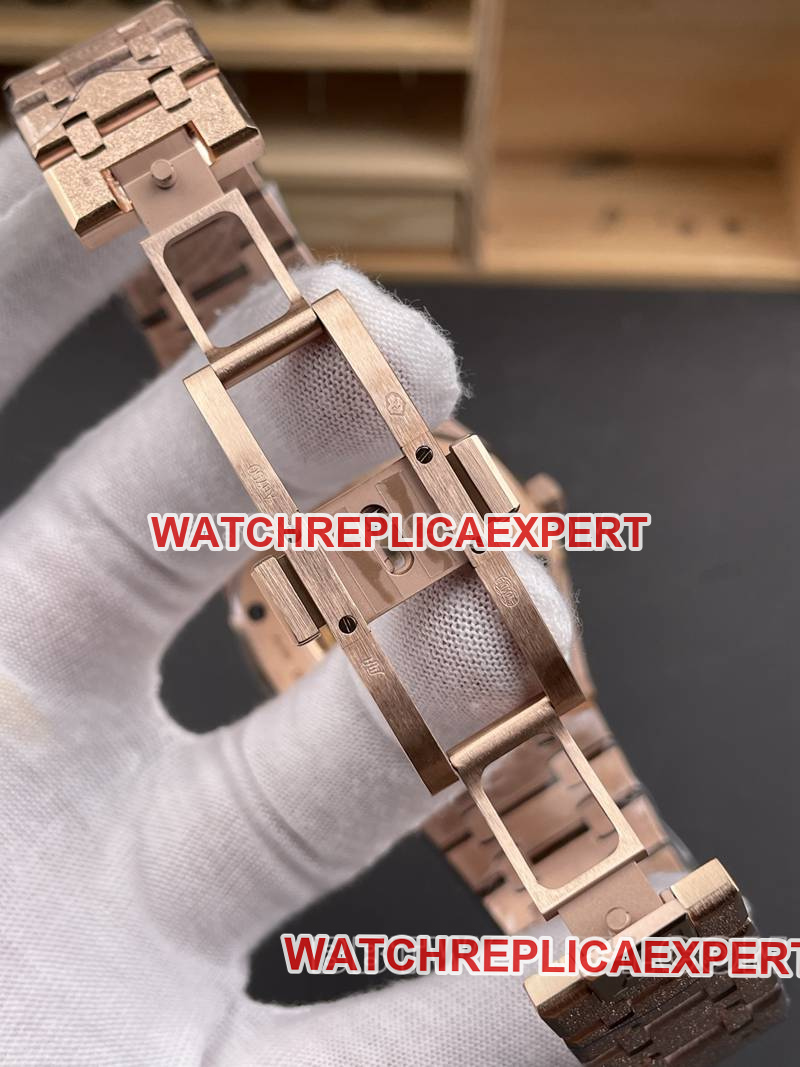 Audemars Piguet watch THB factory Royal Oak rainbow diamond bezel frost gold rose goldsteel bracelet model 15412clasplive photos