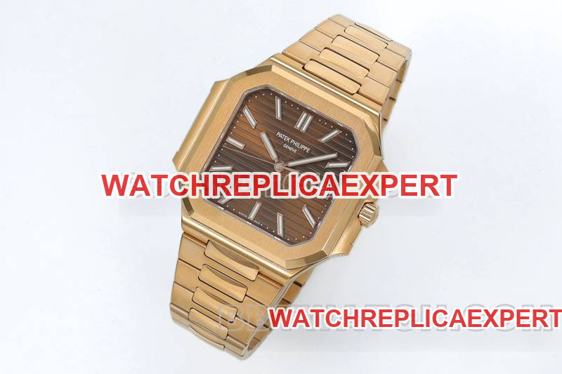 Patek Philippetop-tier watch PPF Factory45MM brown plate mechanical rose goldsteel bracelet model 5821front live photo
