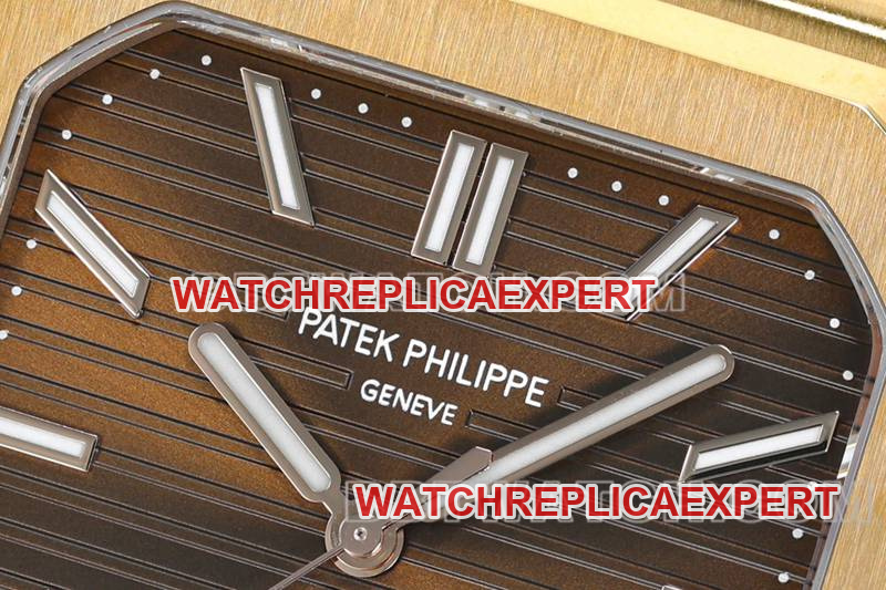 Patek Philippetop-tier watch PPF Factory45MM brown plate mechanical rose goldsteel bracelet model 5821front live photo
