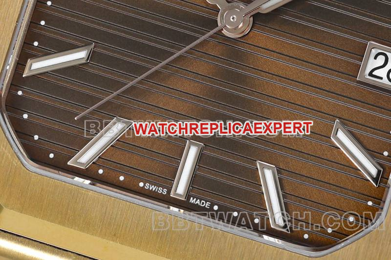 Patek Philippetop-tier watch PPF Factory45MM brown plate mechanical rose goldsteel bracelet model 5821front live photo