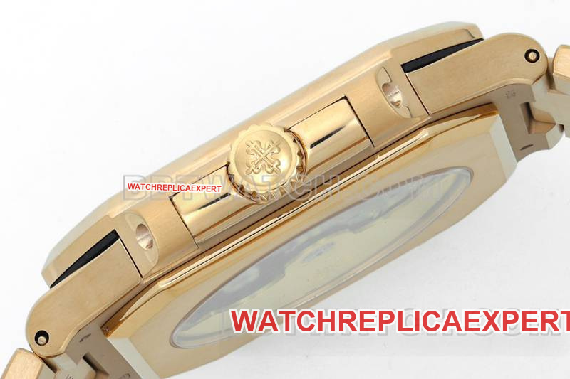 Patek Philippetop-tier watch PPF Factory45MM brown plate mechanical rose goldsteel bracelet model 5821side live photo