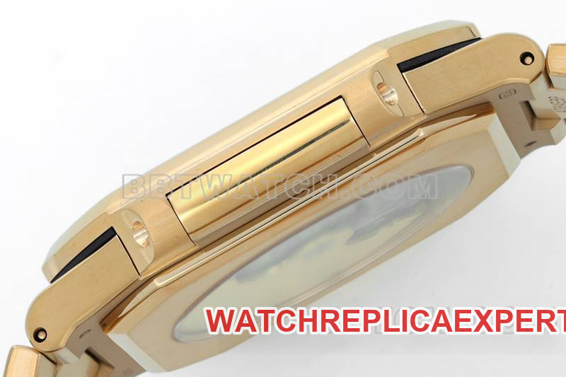 Patek Philippetop-tier watch PPF Factory45MM brown plate mechanical rose goldsteel bracelet model 5821side live photo