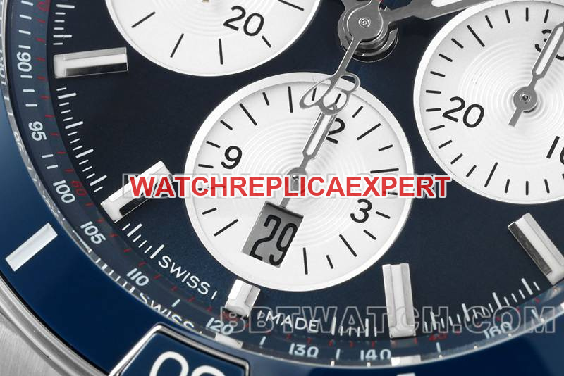Breitling's collectible watch TF factory mechanical chronograph blue dial 44mm steel bracelet model front live photo
