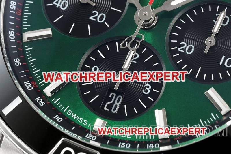 Breitling1:1replica watch TF factory mechanical chronographgreen dial44mmsteel bracelet front live photo