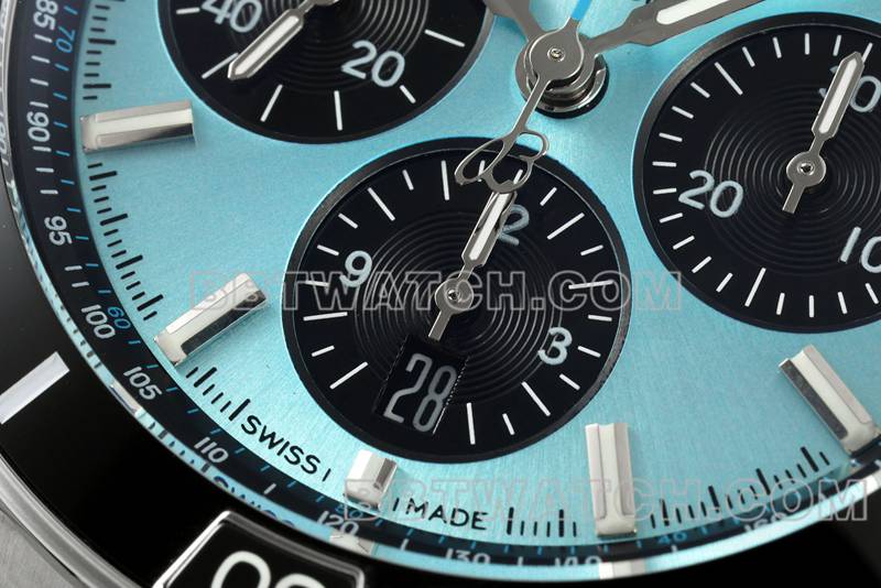 Breitling watch TF factory mechanical chronograph light blue dial 44mm steel bracelet front live photo