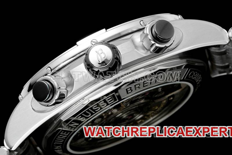 Breitling collectible watch TF factory mechanical chronograph black dial 44mm steel bracelet model side live photo