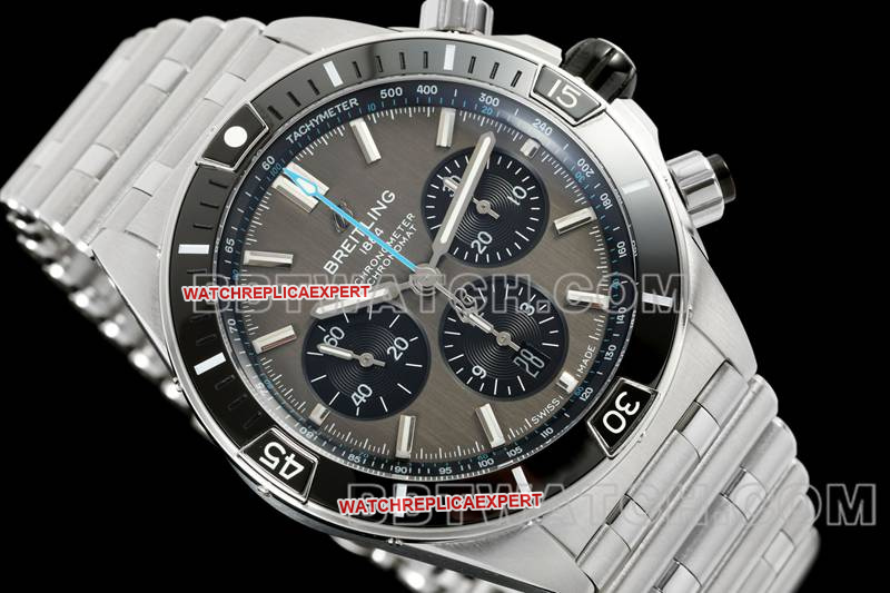 Breitling top collectible watches TF Factory Mechanical Chronograph Gray Plate 44mm Steel Strap models front real picture