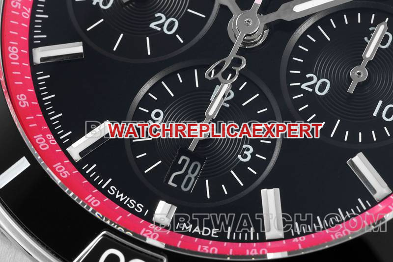 Breitling's collectible watch TF factory mechanical chronograph black and red plate 44mm steel bracelet front live photo