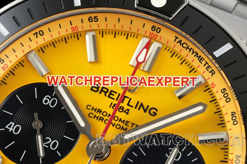 Breitling collectible watches TF factory mechanical chronograph yellow disk 44mm steel belt models front real picture