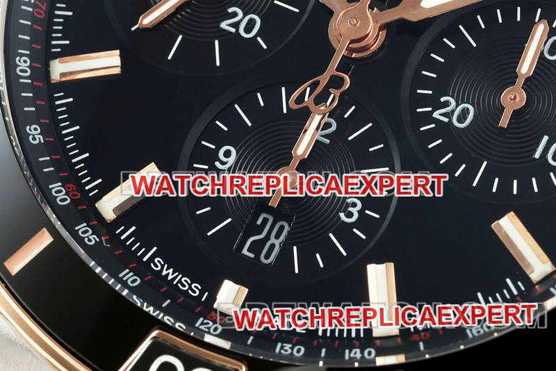 Breitling collectible watch TF factory mechanical chronograph black dial 44mm gold steel bracelet front live photo