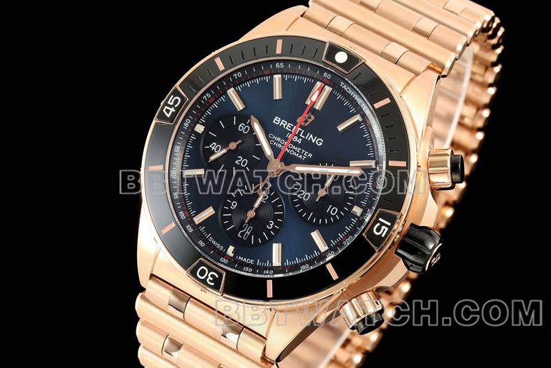Breitling top collectible watches TF factory mechanical chronograph black disk 44mm rose gold steel belt models front real picture