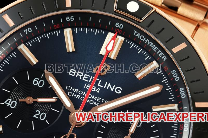Breitling top collectible watches TF factory mechanical chronograph black disk 44mm rose gold steel belt models front real picture