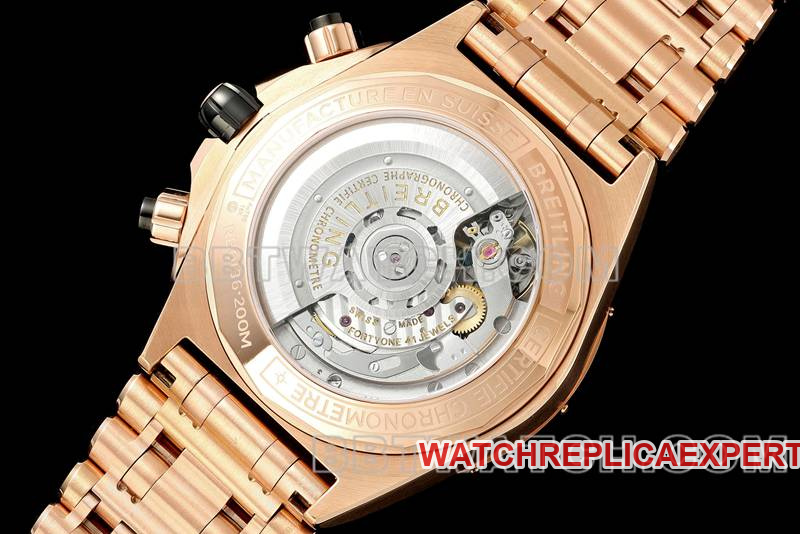 Breitling top collectible watches TF factory mechanical chronograph black disk 44mm rose gold steel strap models back actual photo