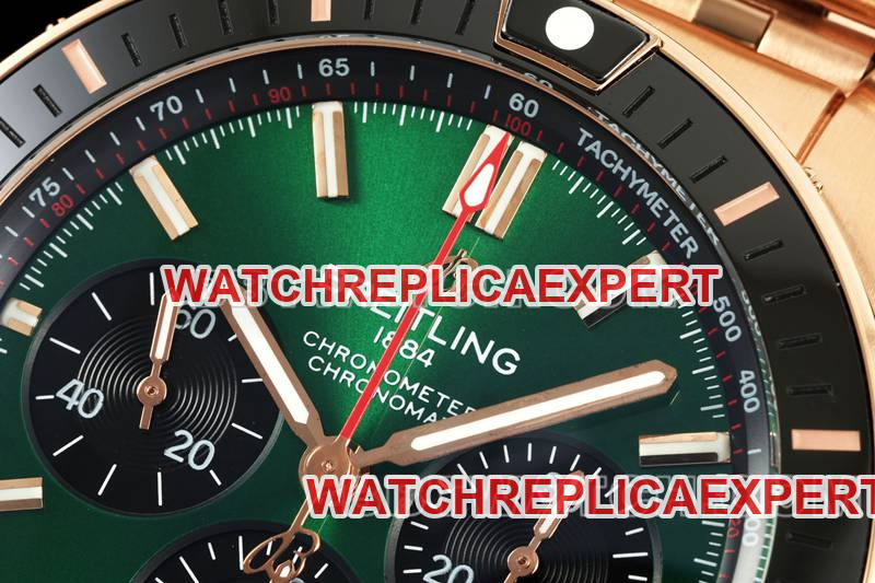 Breitling optimal collectible watches TF factory mechanical chronograph green disk 44mm rose gold steel belt models front real picture