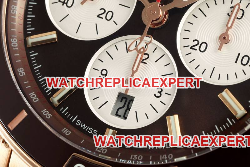 Breitling1:1replica watch TF factory mechanical chronograph brown plate 44mm rose goldsteel bracelet front live photo