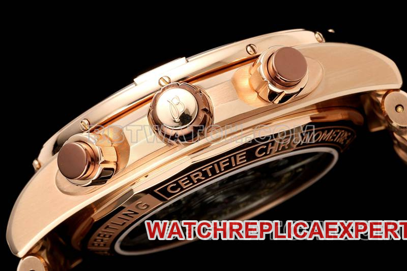 Breitling1:1replica watch TF factory mechanical chronograph brown plate 44mmrose goldsteel bracelet model side live photo