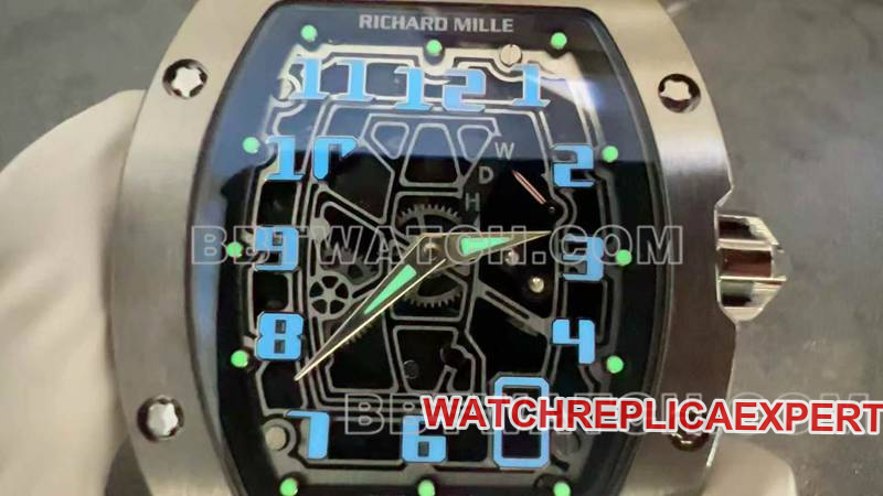 Richard Mille Watch Skeleton Disk Mechanical Rubber Model RM 67-01 Luminous Actual Photos