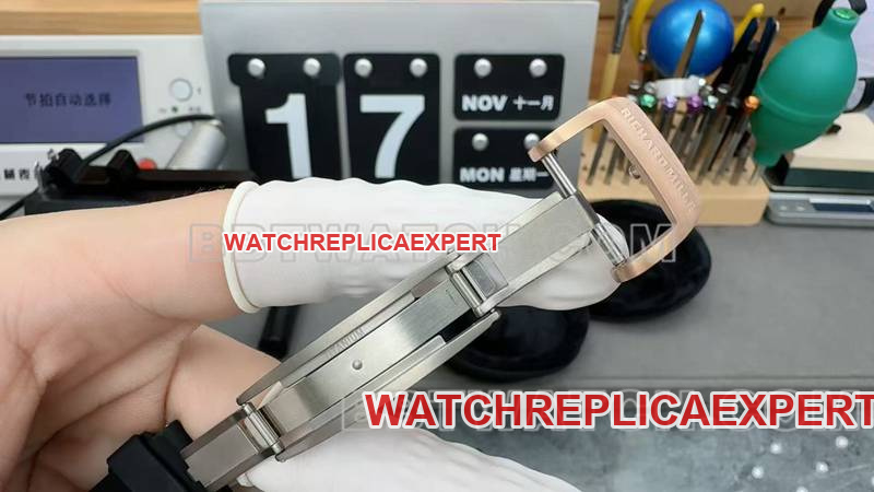Richard Mille collectible watch rose gold hollow disc mechanical rubber model RM 67-01braceletlive photos