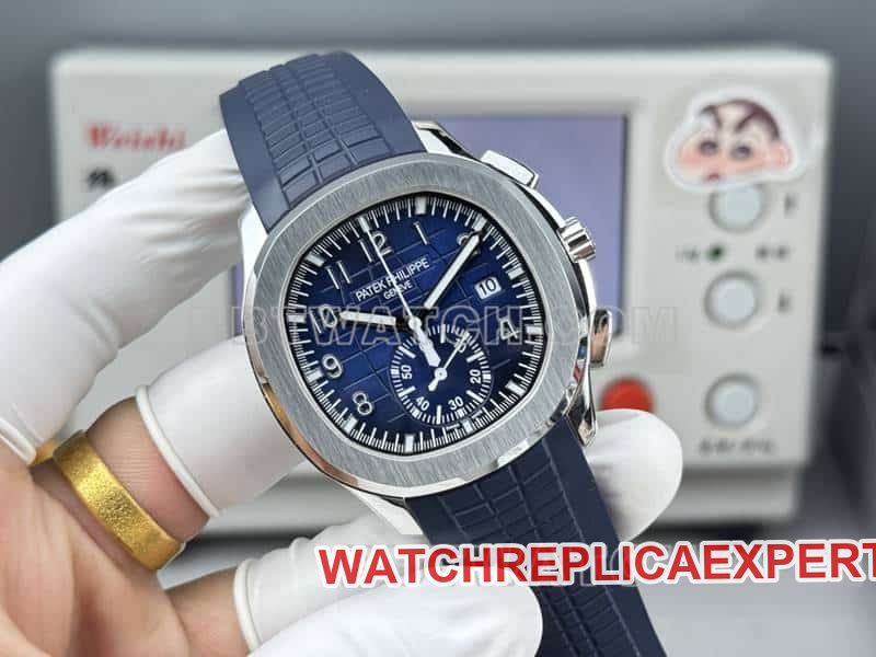 top-tier watch Patek PhilippeP1 factory grenade blue dial mechanical blue rubber model 5968front live photo