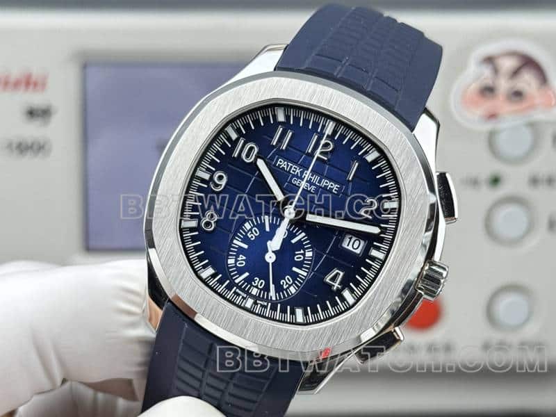 top-tier watch Patek PhilippeP1 factory grenade blue dial mechanical blue rubber model 5968front live photo