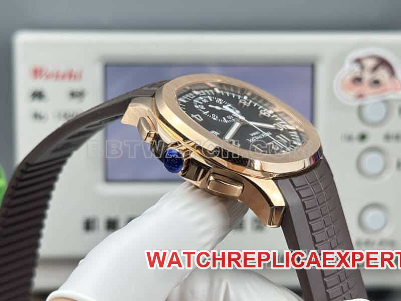 collectible watch Patek PhilippeP1 factory grenade brown disk mechanical brown rubber model 5968side live photo