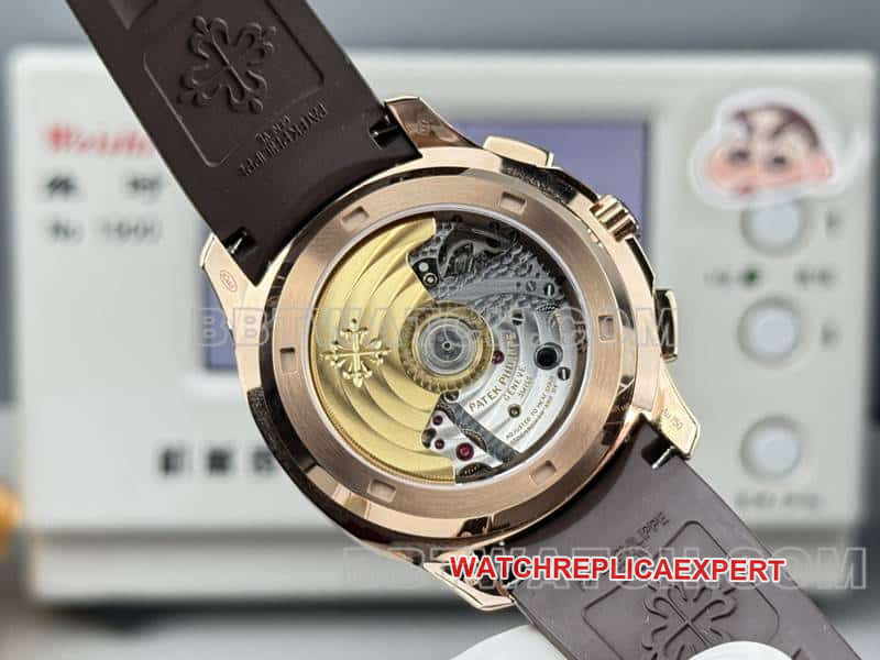 collectible watch Patek PhilippeP1 factory grenade brown plate mechanical brown rubber model 5968caseback live photo