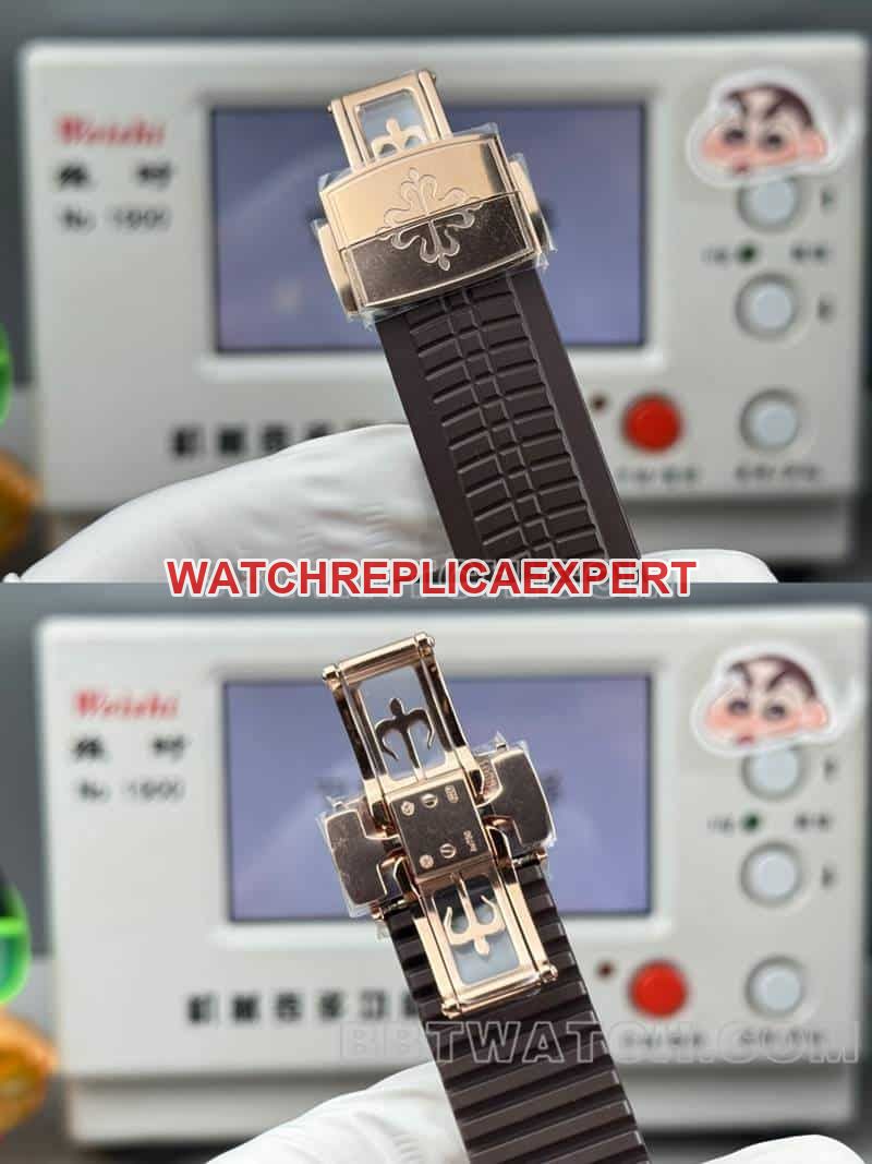 collectible watch Patek PhilippeP1 factory grenade brown plate mechanical brown rubber model 5968braceletlive photos