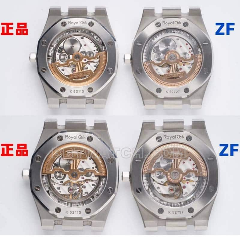 ZFRoyal Oak real and fake comparison evaluation Audemars Piguettop-tier watch 15202caseback live photo