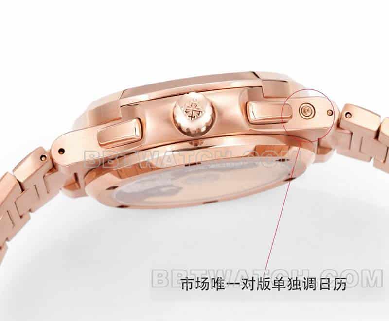 Sporty and elegant collectible watches P1 factory Patek Philippe blue plate rose gold mechanical steel belt models 5990 side actual photo
