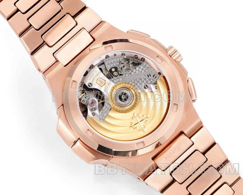 Sporty and elegant collectible watches P1 factory Patek Philippe blue disk rose gold mechanical steel belt models 5990 back actual photo
