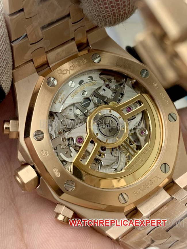 top-tier watch Audemars PiguetBLS factory Royal Oakrose goldblack dial mechanical 26420caseback live photo