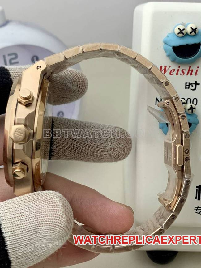 collectible watch Audemars PiguetBLS factory Royal Oakrose goldblue dial mechanical 26420front live photo