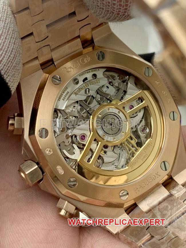 collectible watch Audemars PiguetBLS factory Royal Oakrose goldblue dial mechanical 26420front live photo