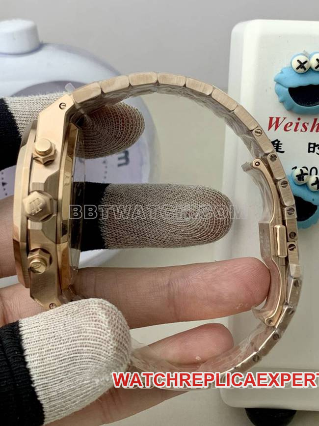 1:1replica watch Audemars PiguetBLS factory Royal Oakrose goldgreen dial mechanical 26420front live photo