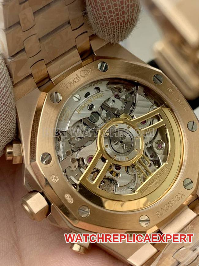 1:1replica watch Audemars PiguetBLS factory Royal Oakrose goldgreen dial mechanical 26420front live photo