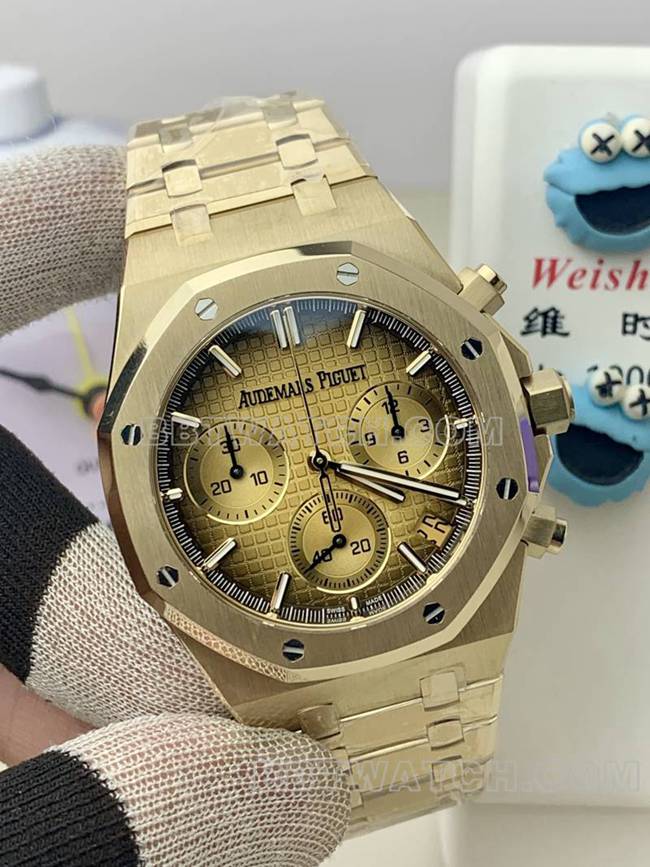 collectible watch Audemars PiguetBLS factory Royal Oakyellow gold smoked gold plate mechanical 26420front live photo