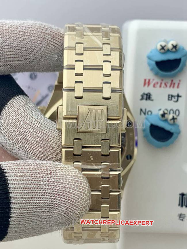 collectible watch Audemars PiguetBLS factory Royal Oakyellow gold smoked gold plate mechanical 26420front live photo