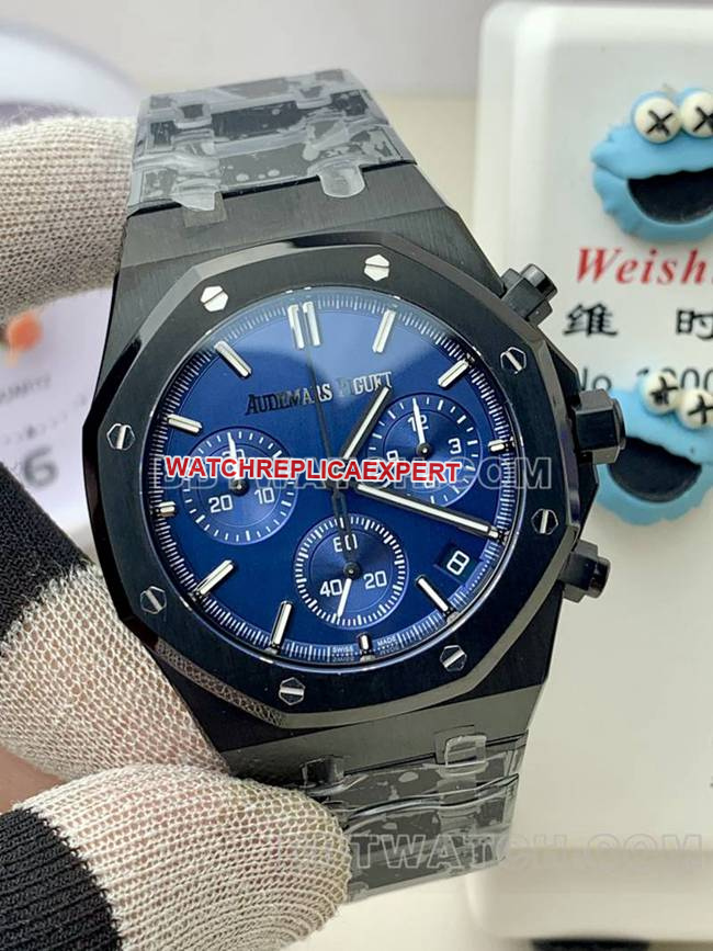 collectible watch BLS factory Audemars PiguetRoyal Oakblue dial black ceramic mechanical 26420front live photo