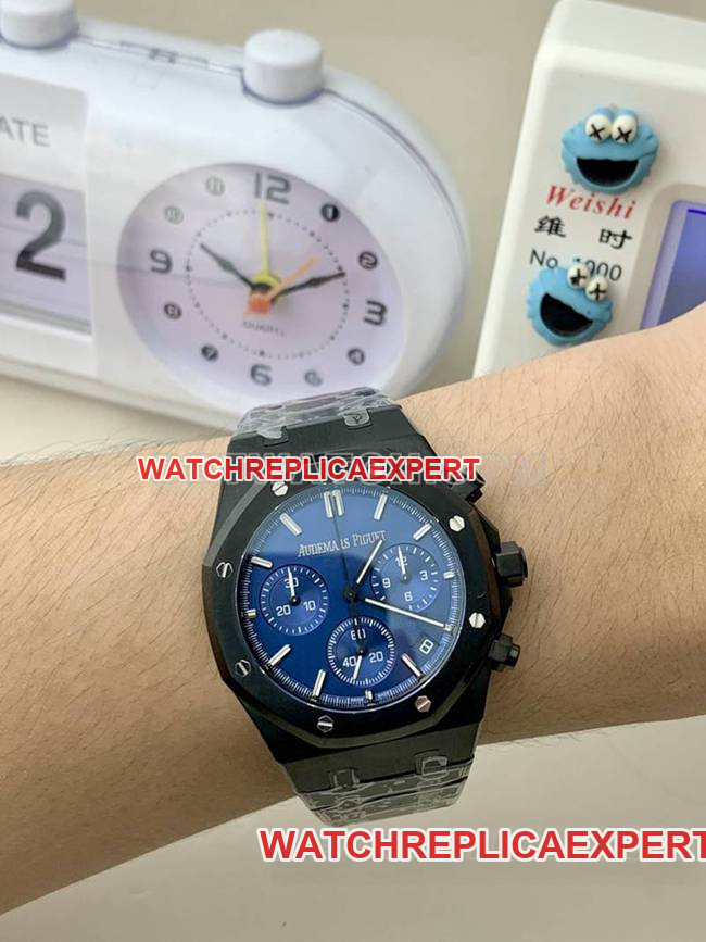 collectible watch BLS factory Audemars PiguetRoyal Oakblue dial black ceramic mechanical 26420front live photo