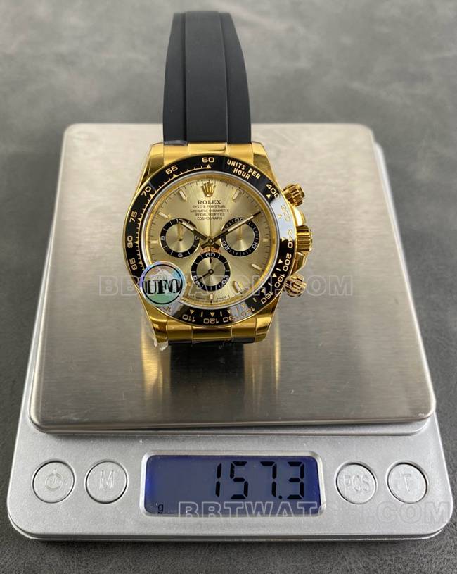 top-tier watch DaytonaUFO factory Rolexyellow gold shell gold plate 4131 mechanical weight live photos