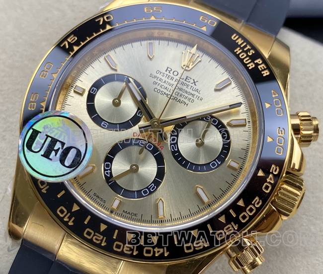 top-tier watch DaytonaUFO factory Rolexyellow gold shell gold plate 4131 mechanical front live photo